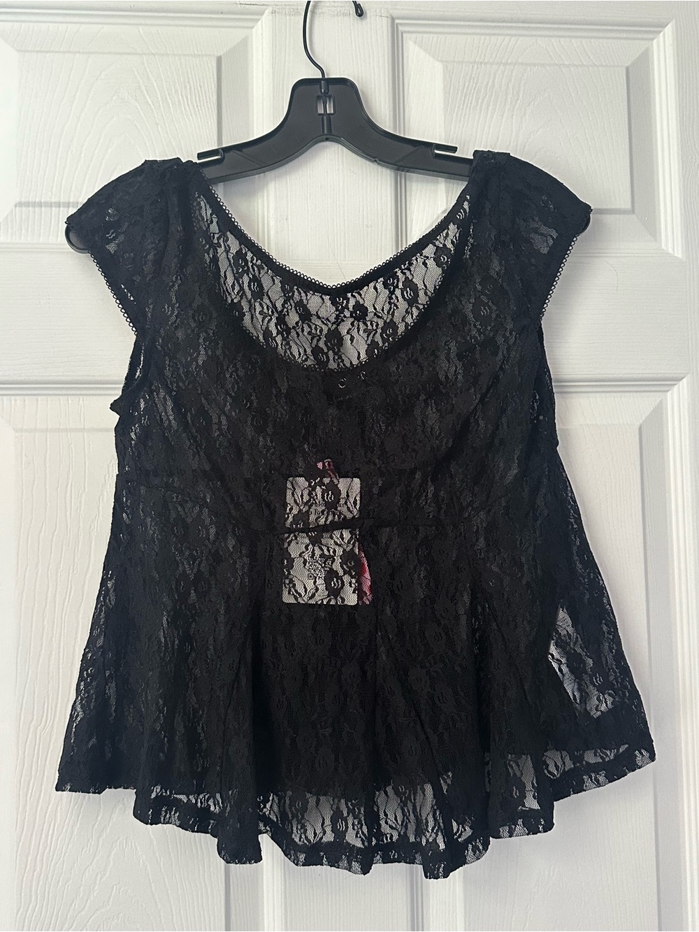 Cider Lace Boat Neck Short Sleeve Blouse M